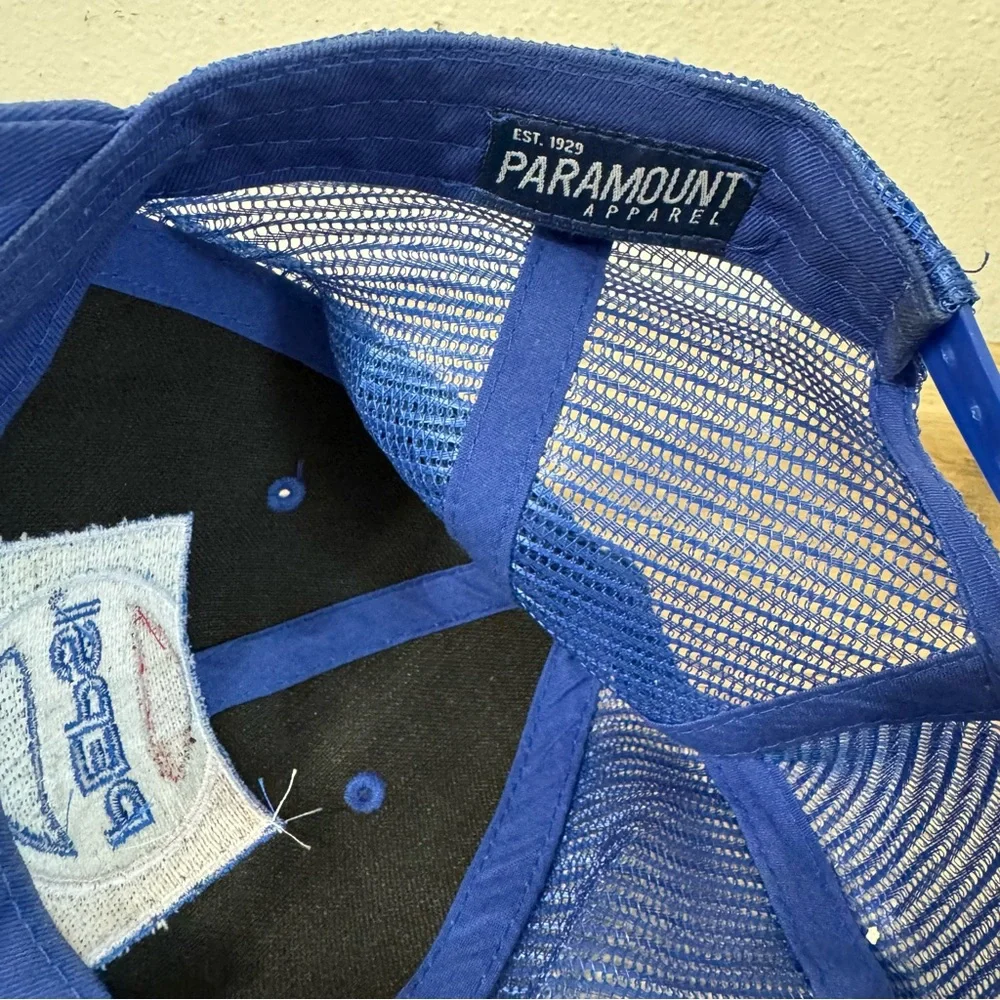 Pepsi Blue Vintage Embroidered‎ Trucker Hat Paramount Apparel Squished Front